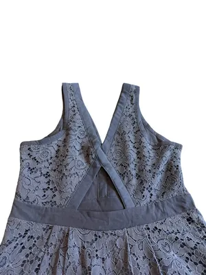 Free People x Anthropologie Grey Floral Lace Fit Flare Mini Dress Small Women's thumbnail 10