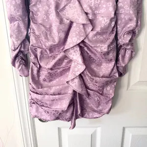 For Love & Lemons Fiji Lilac Purple Jacquard Floral Ruched Mini Dress XS NWT thumbnail 4