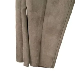 ZARA Faux Suede Legging Trouser Medium Camel Brown Seamed Ankle-Zip SZ M #1128 thumbnail 8