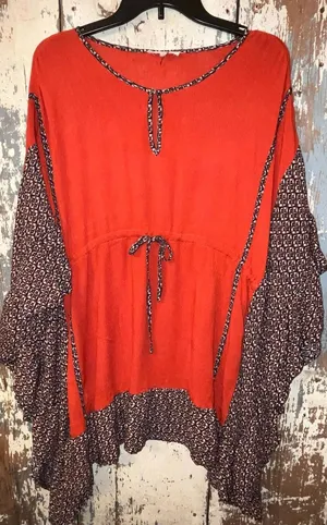 Entro Boho Tunic Poncho top Batwing sleeve size Medium thumbnail 1