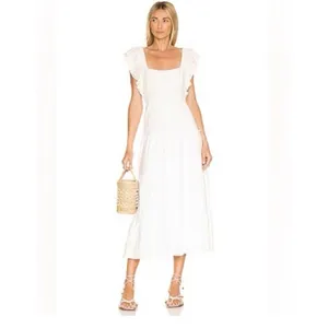 Show Me Your Mumu Lovely Midi Dress in White Linen.Size S thumbnail 3