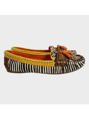 Sam Edelman Aurora Leather Zebra Animal Print Cow Hair Tassel Loafers Sz 7.5M thumbnail 2