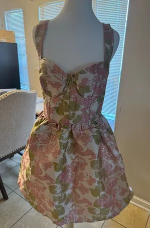 Beautiful Fate floral jacquard hoco cocktail dress thumbnail 1