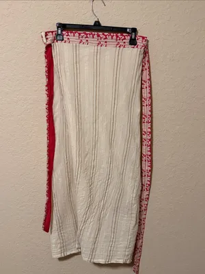 Free People Cream Maxi Wrap Skirt with Red Trim thumbnail 2