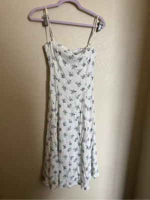 Reformation Vollare White Floral Midi Dress Sz 2‎ Wedding Guest Spring thumbnail 3