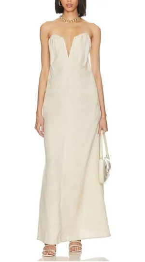 Song of Style Revolve Cream Strapless Maxi Dress Small thumbnail 1