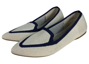Birdies Blackbird Cream Navy Slip On Knit Loafers Size 6.5 READ DESCRIPTION thumbnail 1