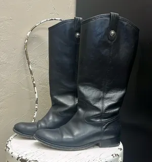 Frye #77167 Melissa Button Leather Women's Knee-High Riding Biker Boots 8.5 thumbnail 1