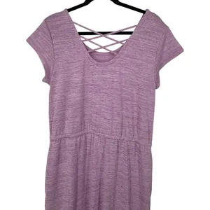 Talbots Soft Drape Jersey Maxi Dress‎ Heathered Lavender Lattice Back Size Large thumbnail 6