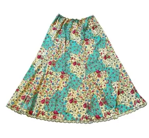 Sag Harbor Vintage Cottagecore Floral Midi Skirt Lace Trim Flowy Fairy Feminine thumbnail 1