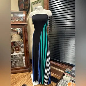 REMAIN Colorblock Striped Strapless Maxi Dress Cutout Back XS Coastal Boho thumbnail 4