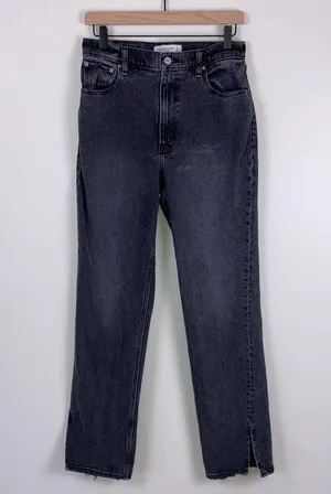 Abercrombie 90s Straight High Rise Jeans Vent Hem Black Denim Women's Size 27 4 thumbnail 3