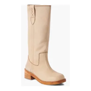 Free people Blaze Parchment Leather Block Heel Knee Boots SZ 6 NEW thumbnail 2