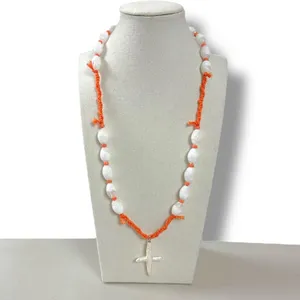 Free People Ariana Ost Easy Does It Pearl Cross Strand Necklace Bohemian Beach thumbnail 7