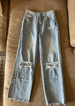 High Waisted Ripped Straight Leg Jeans thumbnail 4