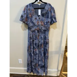 Baltic Born Ardley Maxi Dress Slate Print Size 1XL Floral thumbnail 5