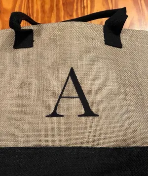 Monogrammed Letter “A” Tote Set - Large Bag W/ Removable Straps & Makeup Pouch thumbnail 8