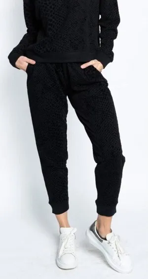 Rails Pants Women XS Black Velvet‎ Tie Oakland Black Flocked Cobra Joggers thumbnail 1