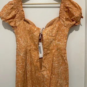 FIELD DREAMS PUFF SLEEVE TIE-UP BODICE DRESS FLORAL PRINT SUNSET‎ Size Large thumbnail 8