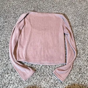 ZARA Ribbed Scoop Neck Long Sleeve Crop Top Dusty‎ Rose Size M thumbnail 5