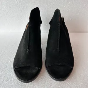 Frye Courtney Suede Slingback Heeled Mule Bootie Women's 10B Black 3.5" Heel thumbnail 3