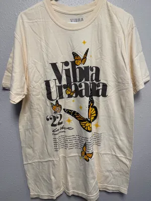 Vibra Urbana 2022 Butterfly Tee Light Yellow Size L NEW Festival Grounds thumbnail 3