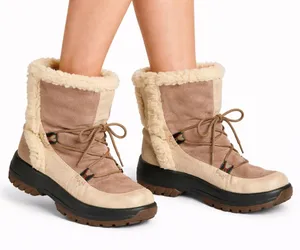 Women's Shearling-Lined Tan Suede Winter Boots thumbnail 1