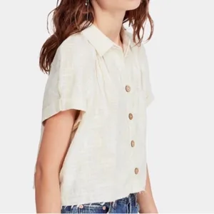 FREE PEOPLE Away At Sea Striped Shirt Top Medium thumbnail 3