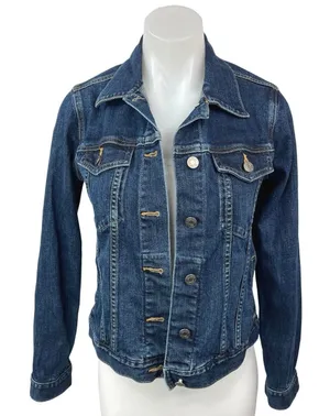 Gap Women's Blue Denim Button Down Long Sleeve Collar Jean Coat Jacket Size XS thumbnail 1