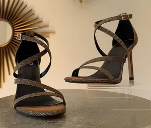 Mix No. 6 - Gold Shimmer Strappy Heels thumbnail 1