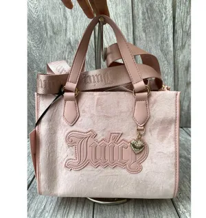 Juicy Couture Pink Diamond Velour Tote – Logo Strap & Heart Charm thumbnail 4