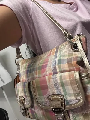 Vintage 2010s Coach Signature Poppy Madras Plaid Shoulder Bag Multi Color thumbnail 8