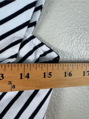 Maeve Anthropologie Black White Striped Scalloped Crop Blouse Womens S Summer thumbnail 5