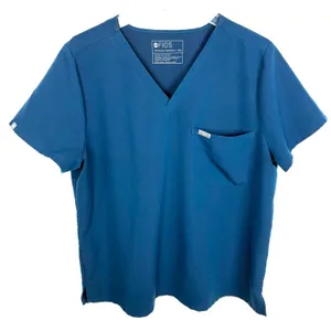 Figs Catarina One-Pocket Scrub Top Blue V-Neck Darted Back Short Sleeve Size XXL thumbnail 1