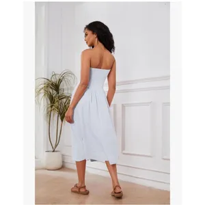 NEW White Cream Strapless Drop-Waist Swing Dress S thumbnail 6