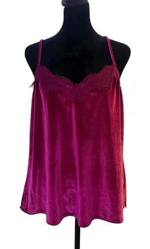 Whimsigoth Coquette Velvet Lace‎ Trim Cami Tank Top Womens L Pink Gothic thumbnail 1