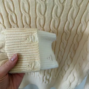NWT Lioness x Revolve Coastal Cable Knit Collared Polo Sweater in Butter Cream - S thumbnail 6
