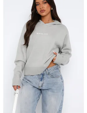 White Fox Knit light grey hoodie thumbnail 5