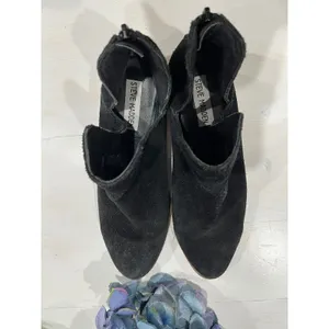 Steve Madden Suede Booties Block Heel Ankle‎ Boots Black Zipper Size?7.5 thumbnail 10