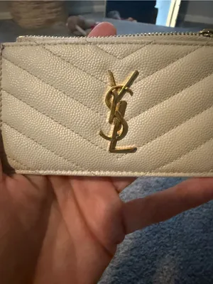 Ysl Cassandre Matelassé Fragments Card Case In Grain De Poudre Leather White Coa thumbnail 12