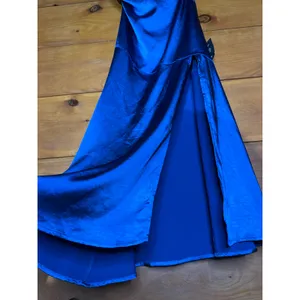 NWT Lulus Reglan Blue Satin One-Shoulder Sash Midi Dress Bridesmaid Gala Size L thumbnail 4