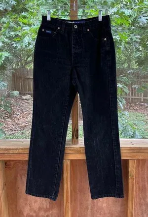Express Bleus Women's Vintage 90's Era Black Bootcut Jeans Size 5/6 27" Waist thumbnail 1