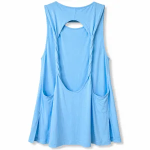 NEW Free People Movement FP Bright Blue Show Off Tunic Twisted Cutout Back Tank thumbnail 9
