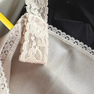 Y2K Beige Lace Sexy Lingerie Top Silky Flowy Whimsical Blouse Womens 38 thumbnail 4