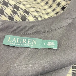 Lauren Ralph Lauren Houndstooth Faux Wrap Dress 4 Black White leather trim thumbnail 9