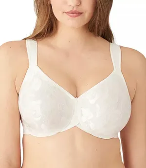 Wacoal 85567 Awareness Full Figure Seamless Underwire Bra 44DD Ivory Floral Lace thumbnail 1