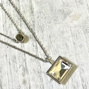 Loft two tier silver tone rhinestone necklace thumbnail 5