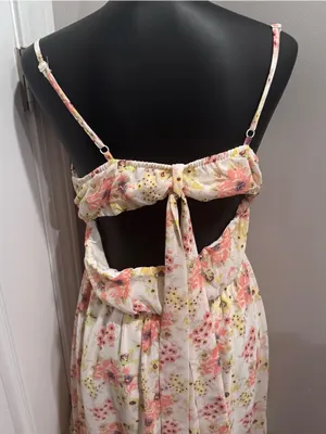 AS U WISH Floral Sundress Large Cottagecore Tie Back Cutout Midi Dress thumbnail 3