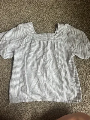 Gap Blue & White Striped Square Neck Blouse thumbnail 2