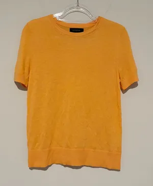 Banana Republic wool‎ Short Sleeve Forever Sweater orange yellow size small thumbnail 1